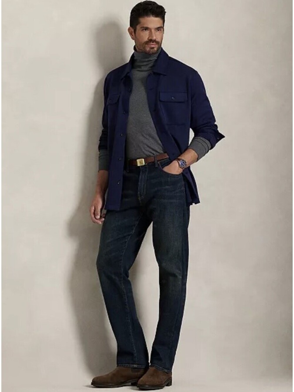 $228 Polo Ralph Lauren Men’s Long Sleeve Double Knit Tech Navy Shirt XL
